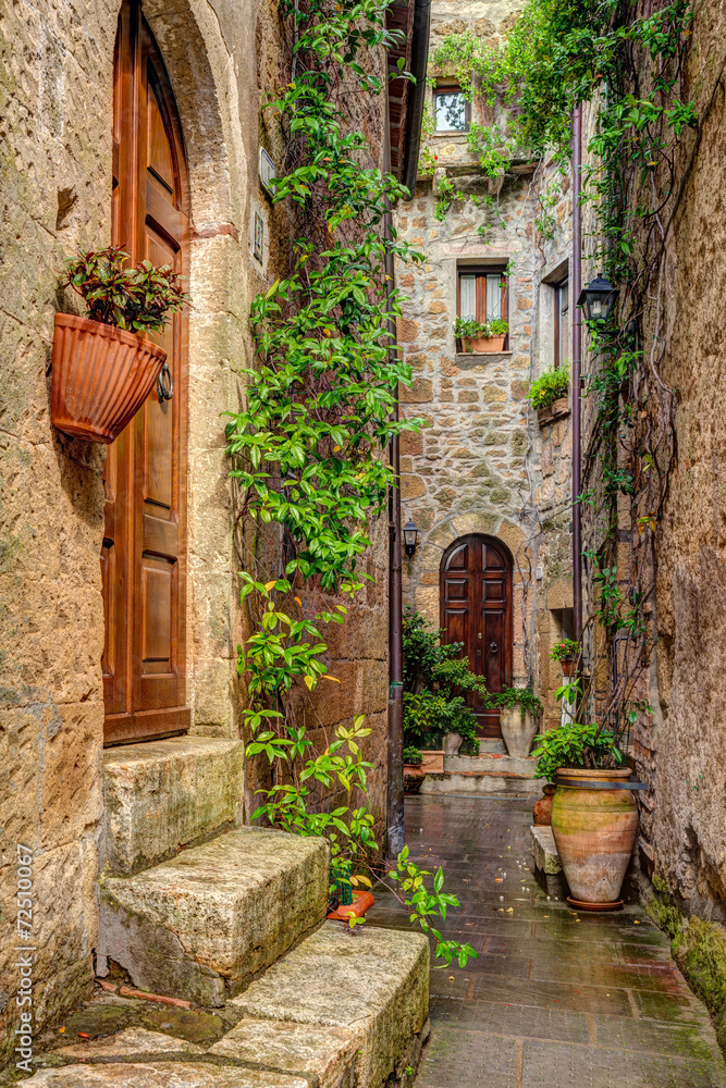 Fototapeta Aleja w starym grodzkim Pitigliano Tuscany Włochy