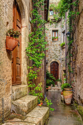 Aleja w starym miasteczku Pitigliano Tuscany Włochy