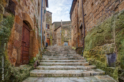 Alley in old town Pitigliano Tuscany Italy