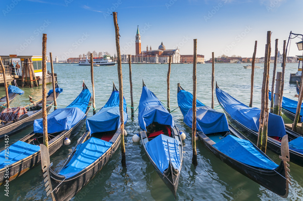 Gondolas and San Giorgio Maggiore, Venice
