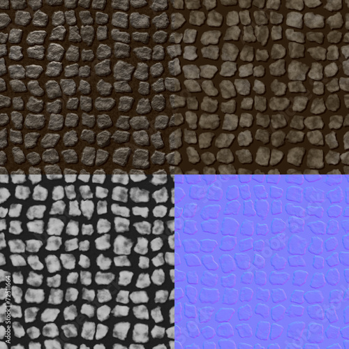Pavement seamless generated texture (with diffuse, bump and norm