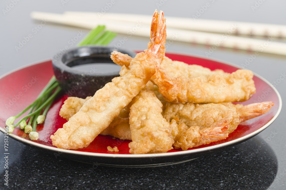 Ebi Tempura - Prawn tempura served with soy sauce. Ebi Tempura - Prawn tempura served with soy sauce.