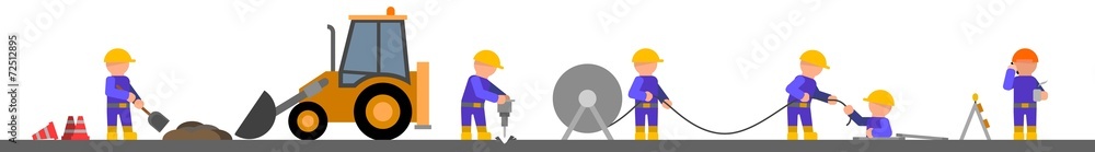 Road works - vector illustration on white background Road works - vector illustration on white background