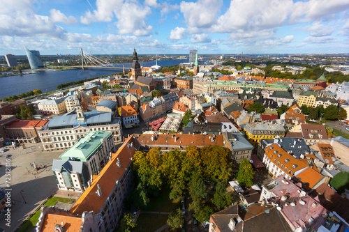 Fototapeta Naklejka Na Ścianę i Meble -  Top view of the old city of Riga
