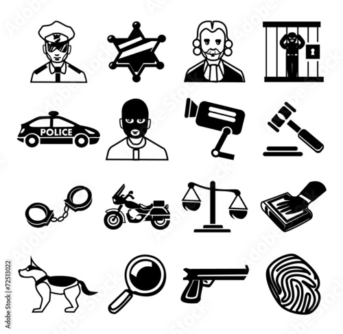 Vector police black Icons set