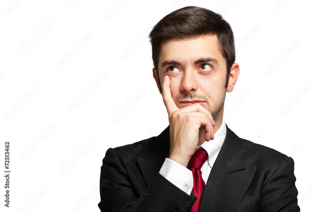 Thoughtful businessman isolated on white Thoughtful businessman isolated on white