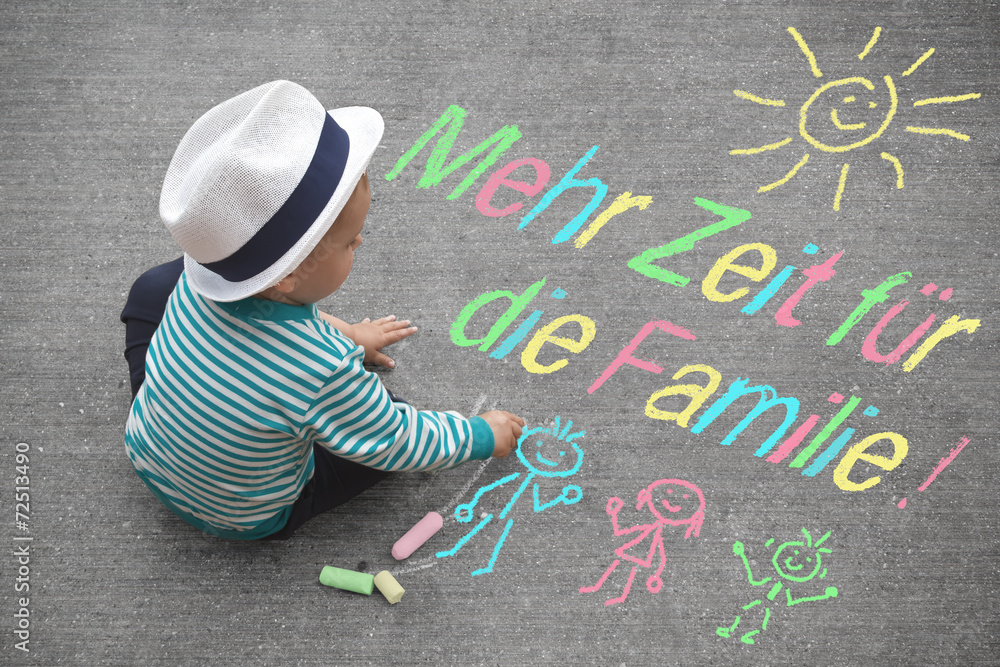 Kinderzeichnung Mehr Zeit für die Familie! StockFoto Adobe Stock