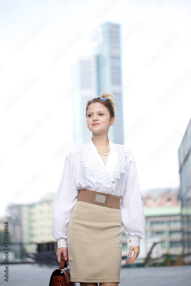 young businesswoman walking