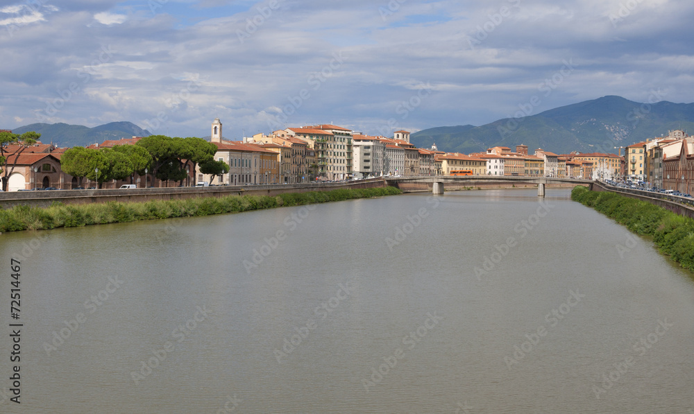 Arno River and waterfront buildings, Pisa