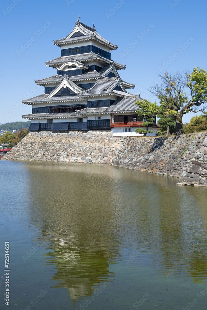 Matsumoto Castle - The keep and moat. Matsumoto, Nagano, Japan. Matsumoto Castle - The keep and moat. Matsumoto, Nagano, Japan.