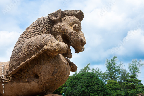 A Carved Lion at Konark photo