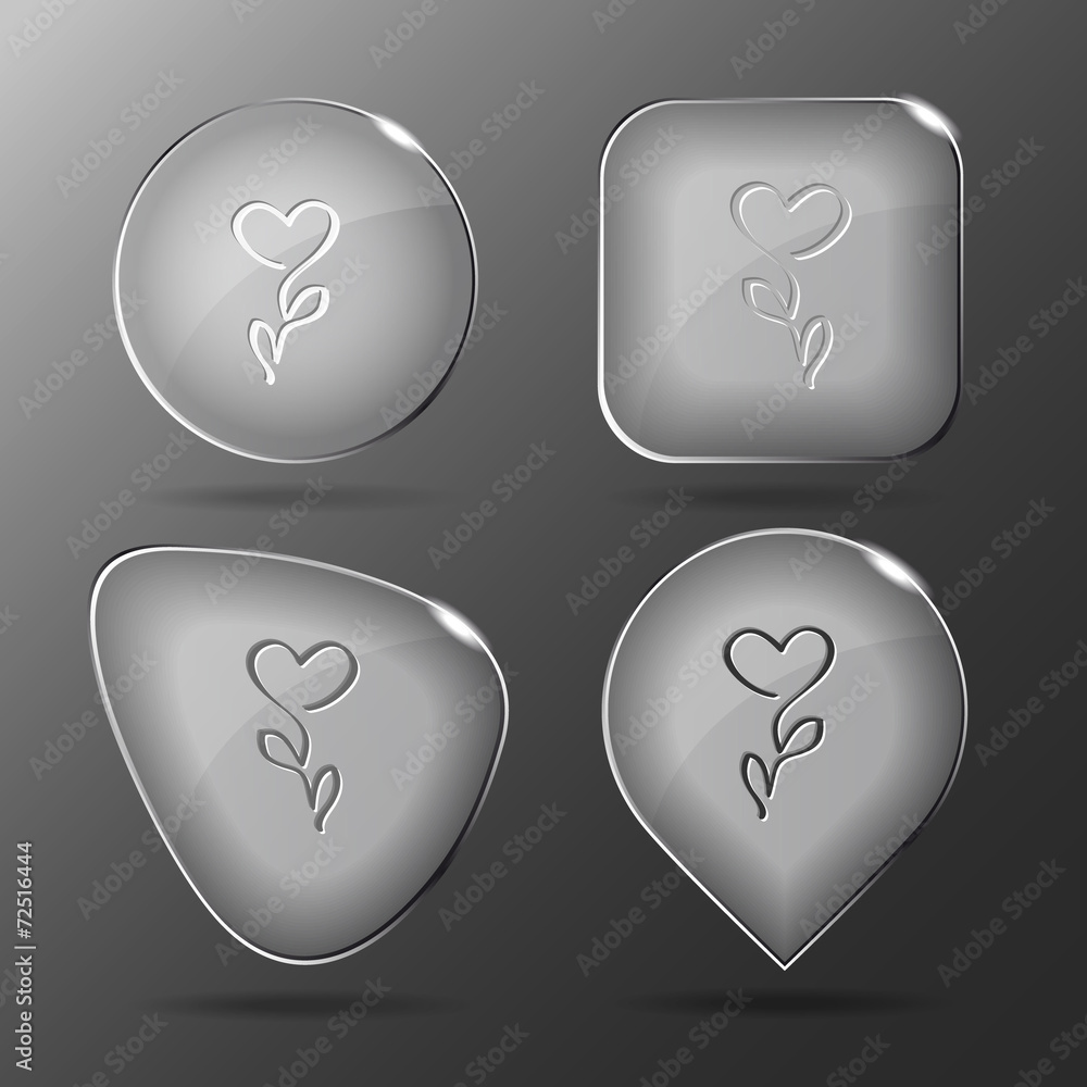 Flower-heart. Glass buttons. Vector illustration. Flower-heart. Glass buttons. Vector illustration.