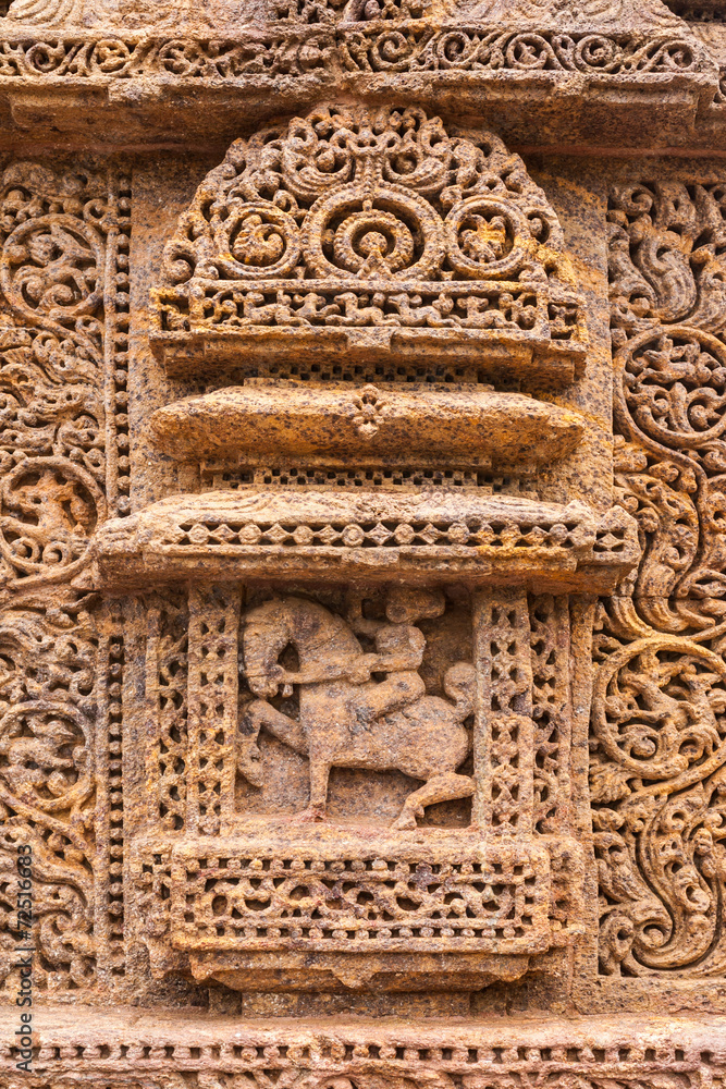An Indian king carved on the wall of the Sun Temple at Konark