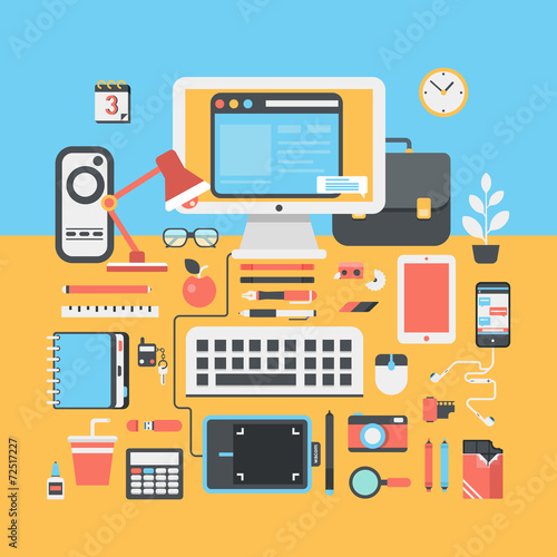 Office workspace creative person flat modern design illustration