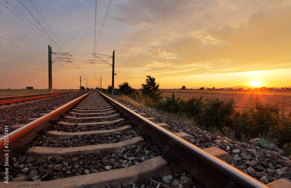 Railway at sunset