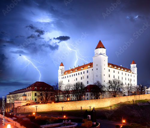 Bratislava castle from parliament at twilight - Slovakia