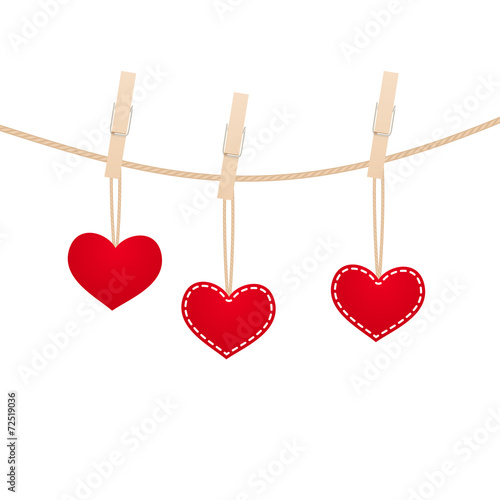 Hearts on clothesline