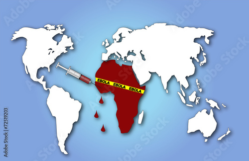 Ebola world map with injection and bleeding