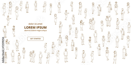 People lined background