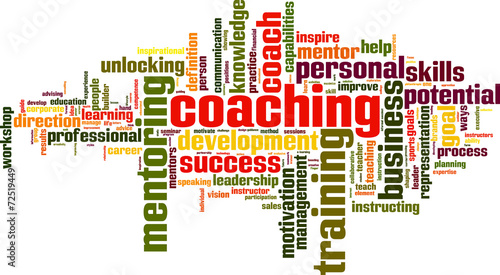 Coaching word cloud concept. Vector illustration