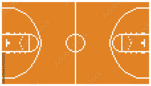 pixel art basketball sport court layout retro 8 bit illustration