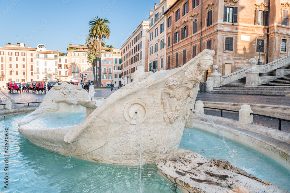 Fototapeta premium Fontana della Barcaccia ,Piazza di Spagna, Rome, Italy
