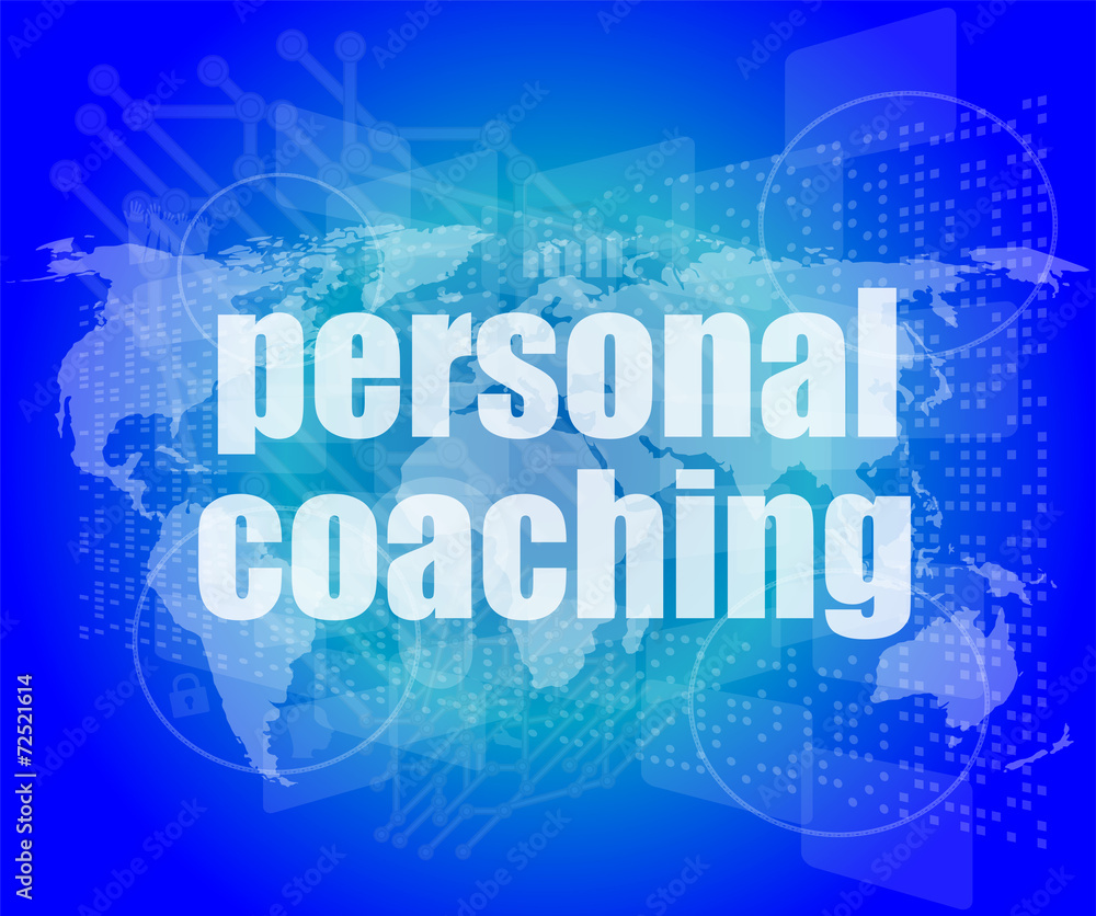 word personal coaching on digital screen 3d, business concept word personal coaching on digital screen 3d, business concept