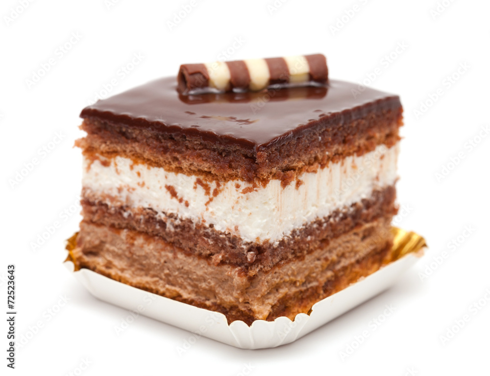 chocolate layer cake isolated on white chocolate layer cake isolated on white