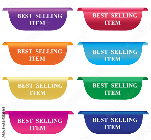 Best selling item, tag, label, badge, sign, horizontal