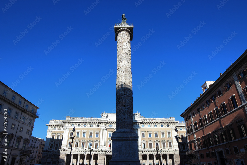 Roman victory column in Piazza Colonna, Rome