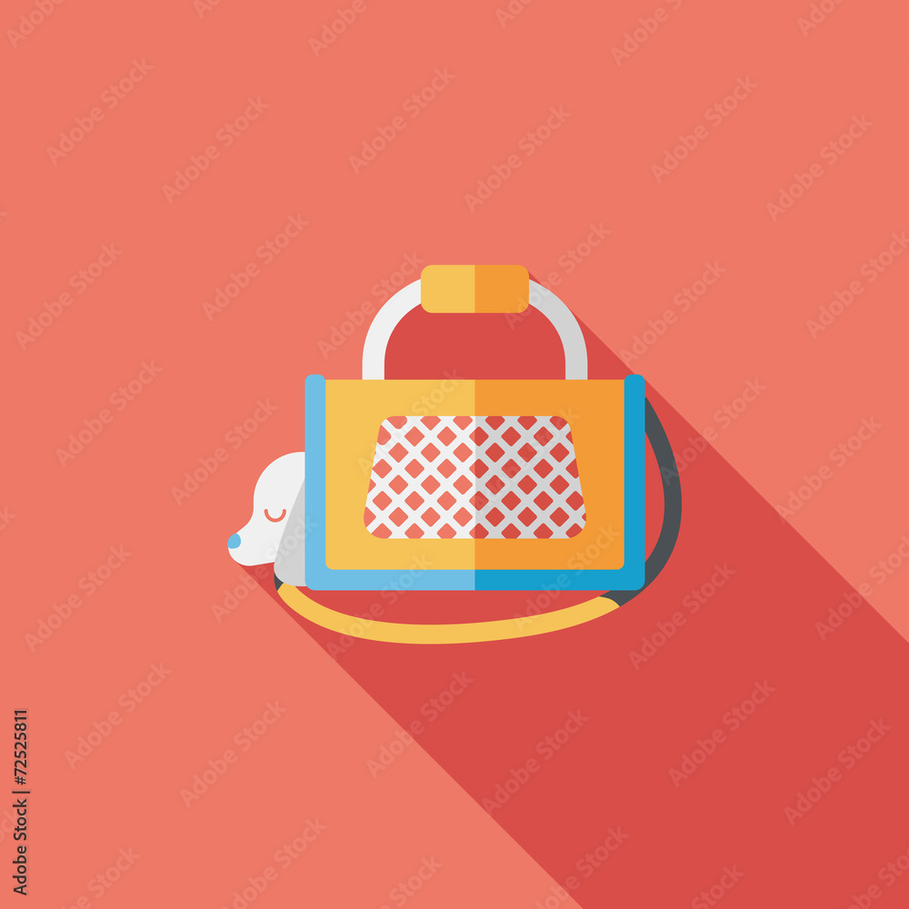 Pet dog travel cage flat icon with long shadow,eps10 Pet dog travel cage flat icon with long shadow,eps10