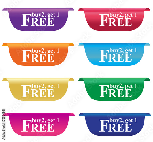 Buy two get one free, tag, label, badge, sign, horizontal