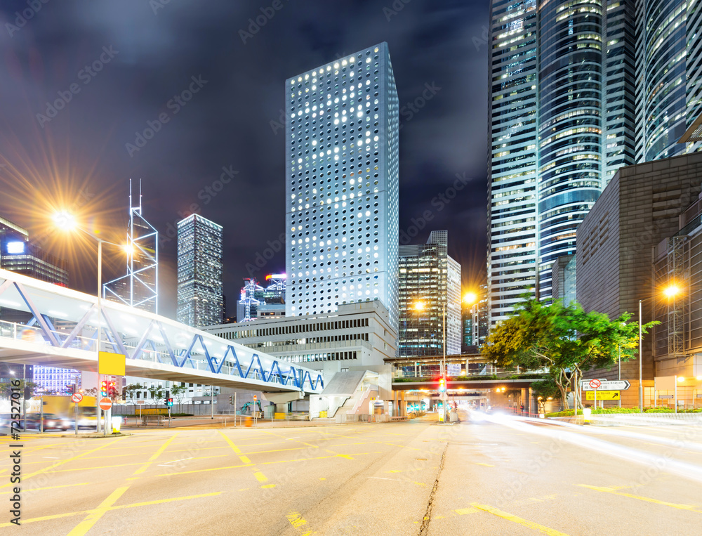 Fototapeta premium Hong Kong night view with car light