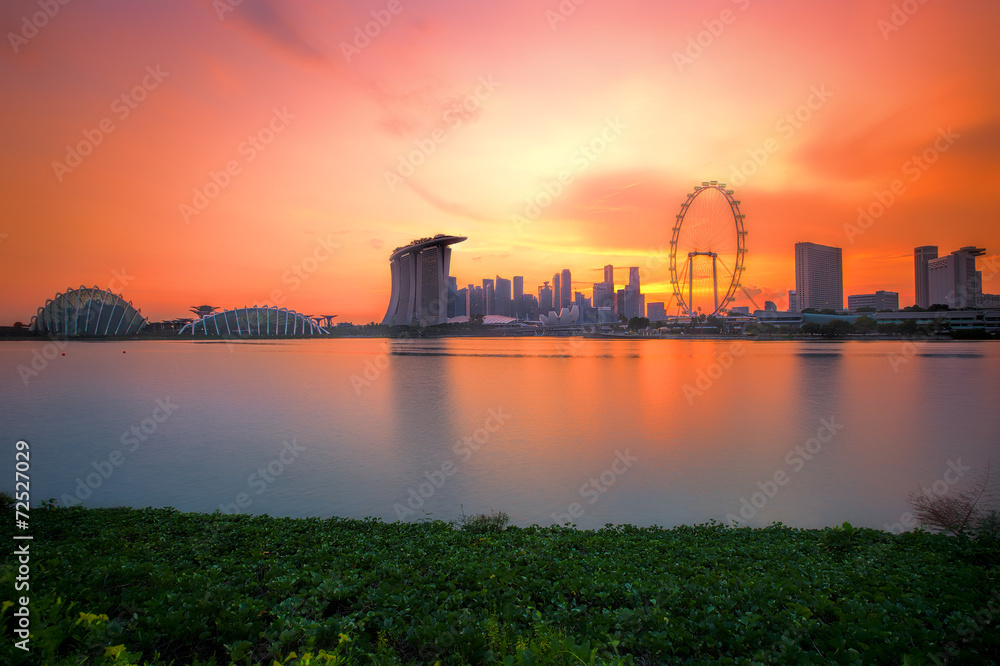 Obraz premium Singapore Skyline at sunset