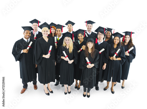 Graduates Students Holding Their Diploma photo