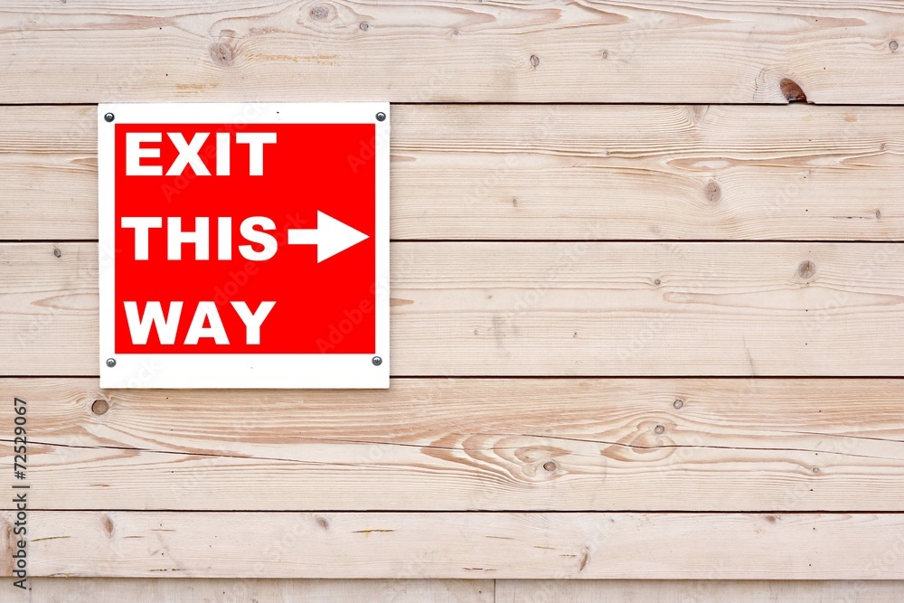 EXIT THIS WAY Red White Sign Stock 写真 | Adobe Stock
