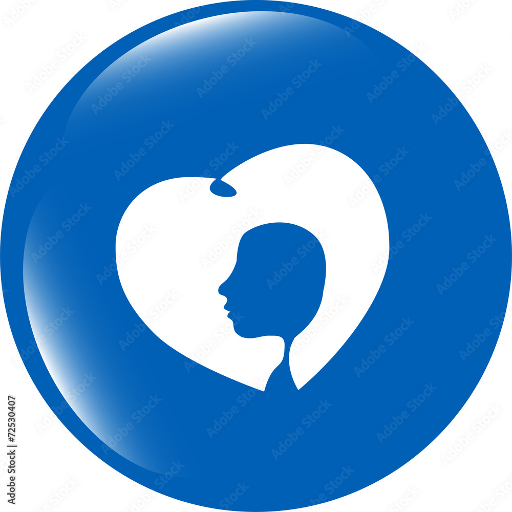 icon with heart and woman head isolated on white background icon with heart and woman head isolated on white background