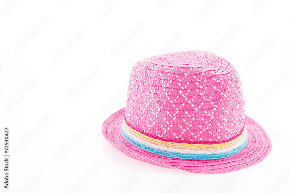 pink straw hat isolated on white background pink straw hat isolated on white background
