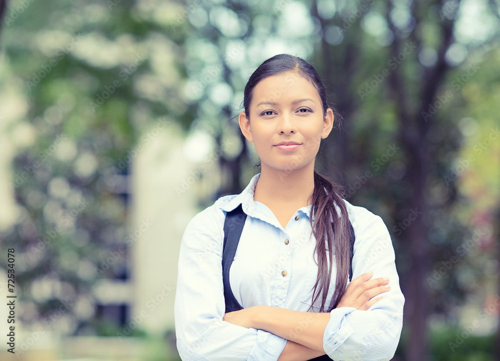happy young business woman smiling isolated outside background happy young business woman smiling isolated outside background
