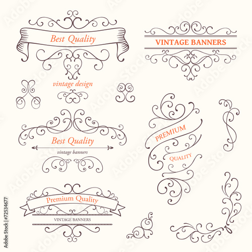 Vector Illustration of Ornate Frames and Scroll Design Elements