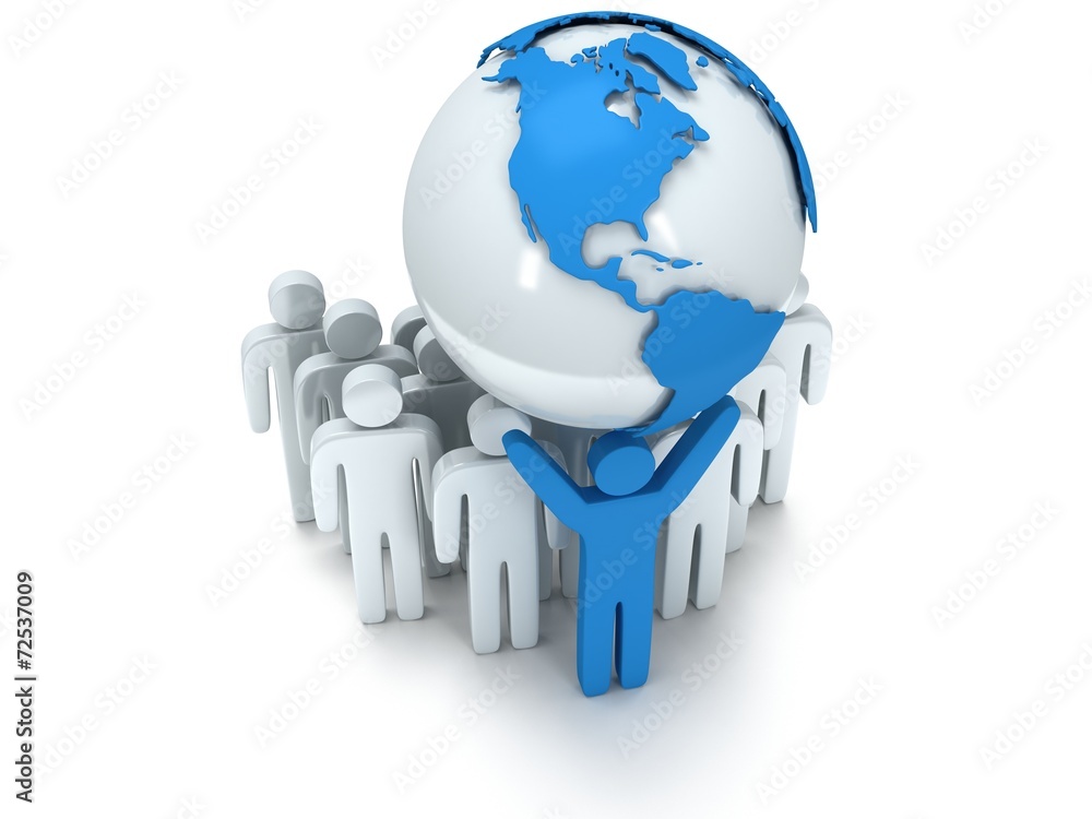 Earth planet globe and people. 3D render. Earth planet globe and people. 3D render.