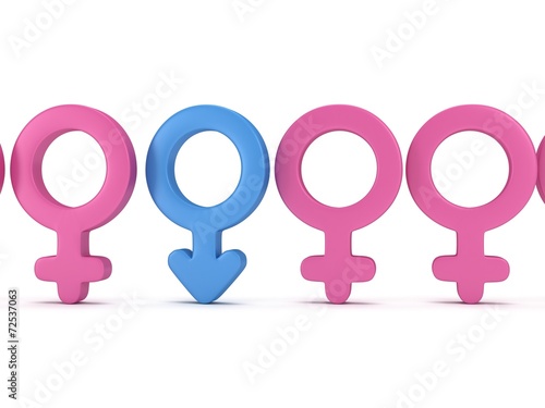 Male sign in row of Female signs.