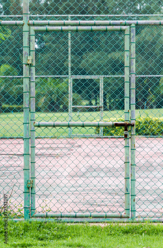 door lock on tennis court.