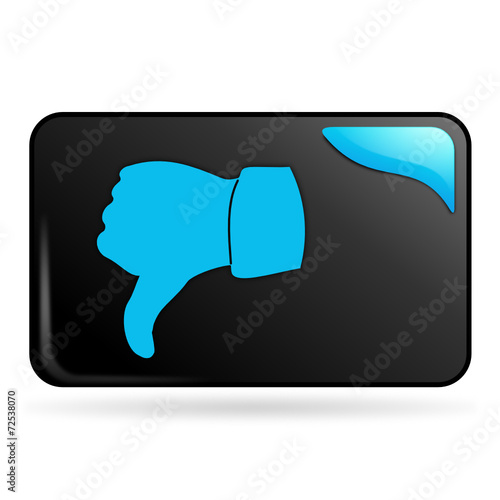 pouce baissé sur bouton web rectangle bleu