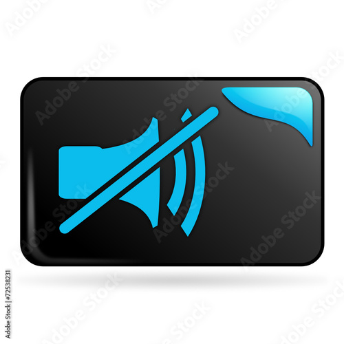 son muet sur bouton web rectangle bleu