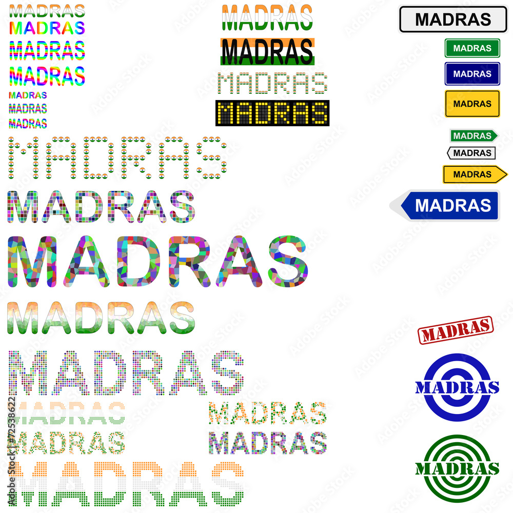 Madras (Chennai) text design set Madras (Chennai) text design set