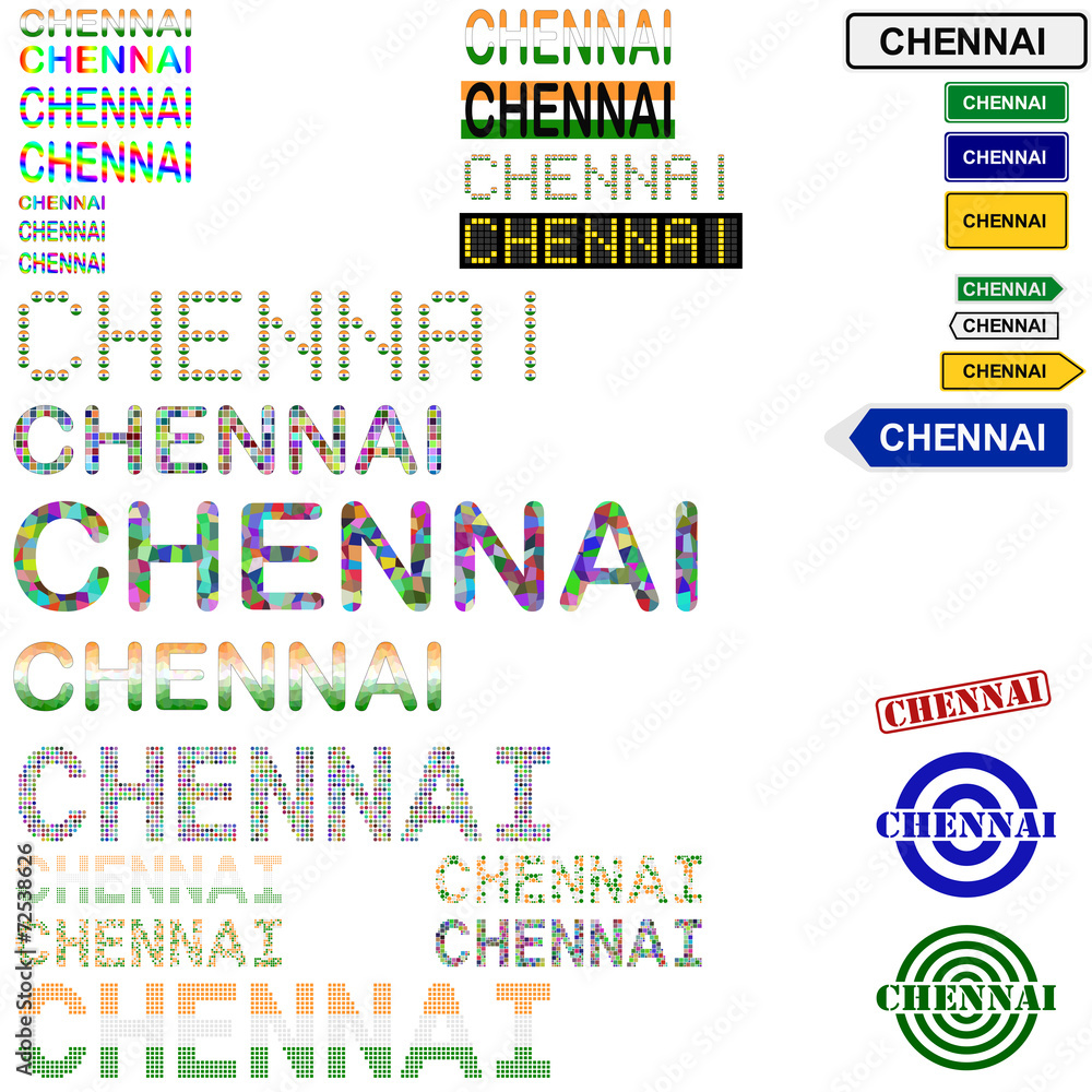 Chennai (Madras) text design set Chennai (Madras) text design set