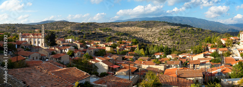Panoramic view of Lofou village. Limassol district, Cyprus.