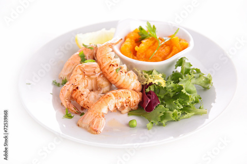 grilled langoustine and vegetable