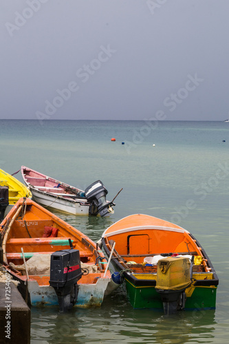 Green and Orange Fishing Boats